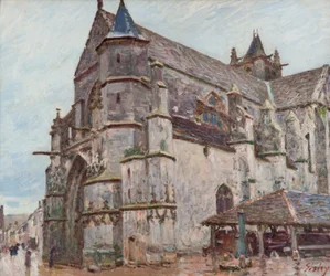 Notre-Dame de Moret sous la pluie du matin